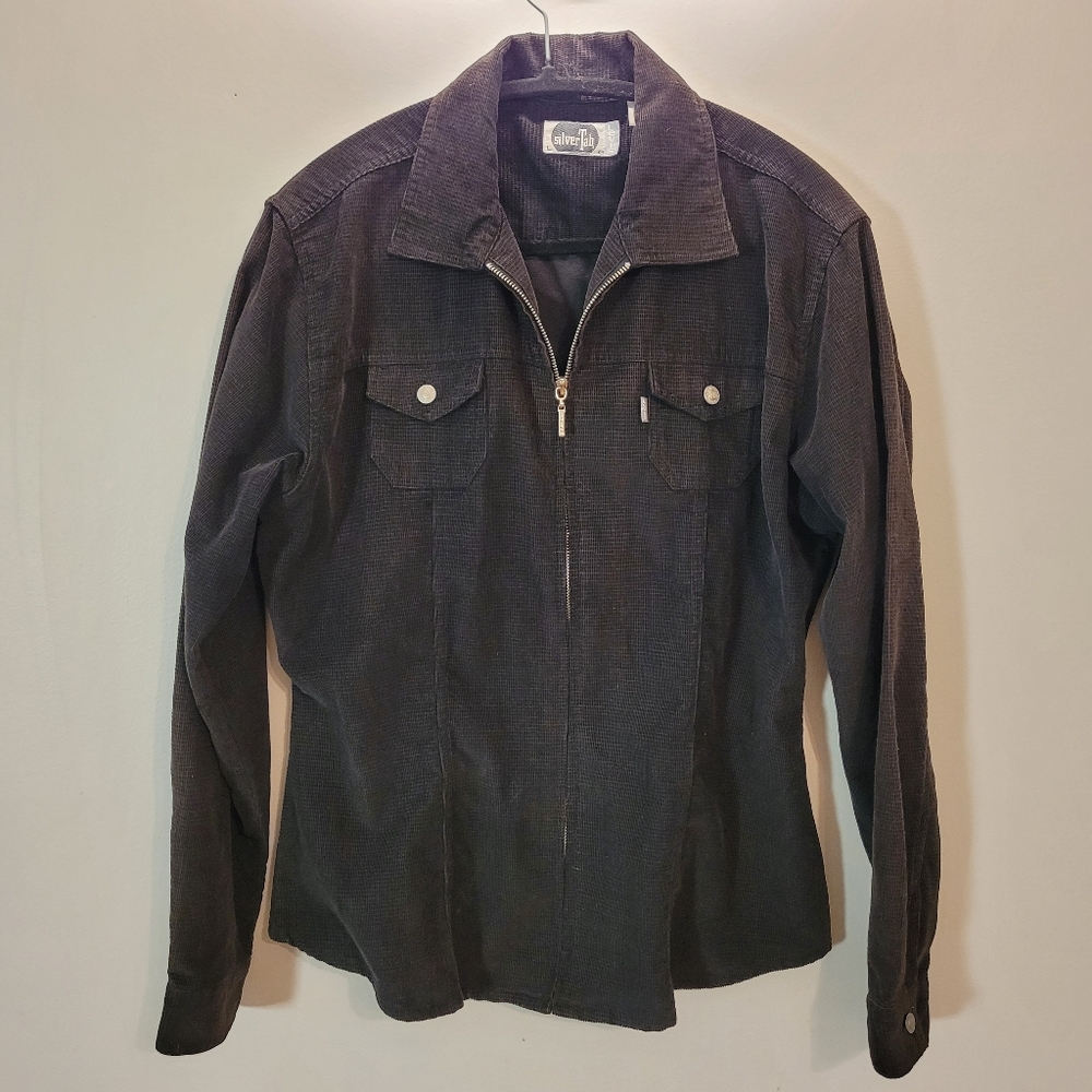 Levi's Silver Tab Vintage Black Corduroy Long Sleeve Zip Up Jacket - Size L